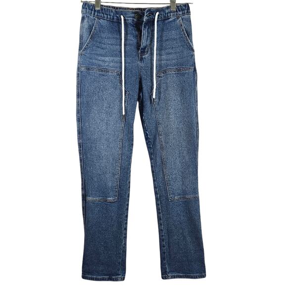 W Mica Los Angeles HIGH RISE UTILITY BF JOGGER Elastic Waist Denim Pants Size S - Picture 1 of 9